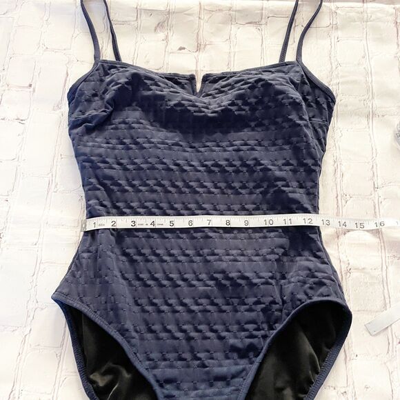 Magicsuit Navy Blue Textured High Leg One Piece Swimsuit 12 - Picture 10 of 13